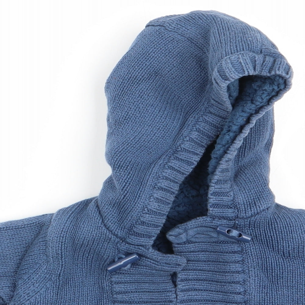 Mothercare Boys Blue   Cardigan Jumper Size 0-3 Months  - Fleece lined hoodie