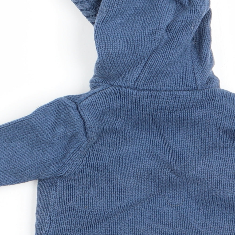 Mothercare Boys Blue   Cardigan Jumper Size 0-3 Months  - Fleece lined hoodie