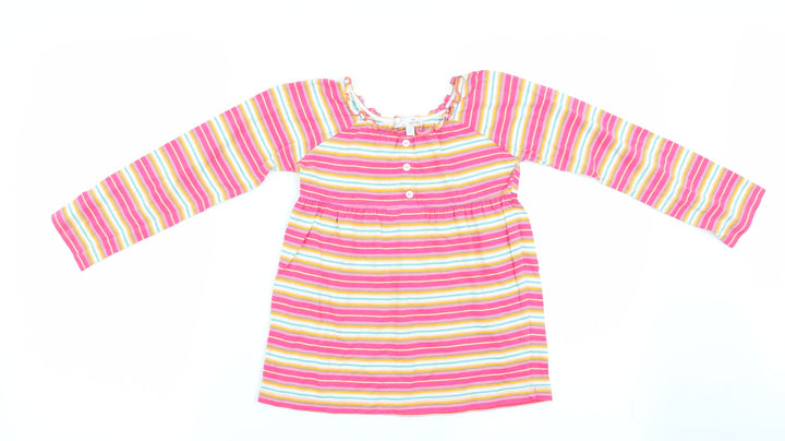 Mini Boutique Girls Pink Striped  Tunic Blouse Size 4-5 Years