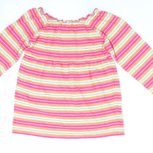 Mini Boutique Girls Pink Striped  Tunic Blouse Size 4-5 Years