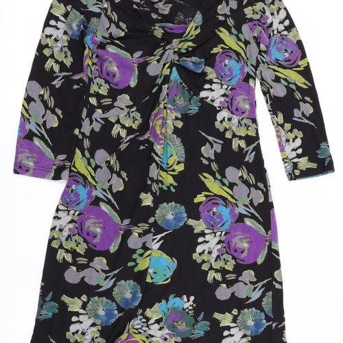 Adini Womens Black Floral  Bodycon  Size XS
