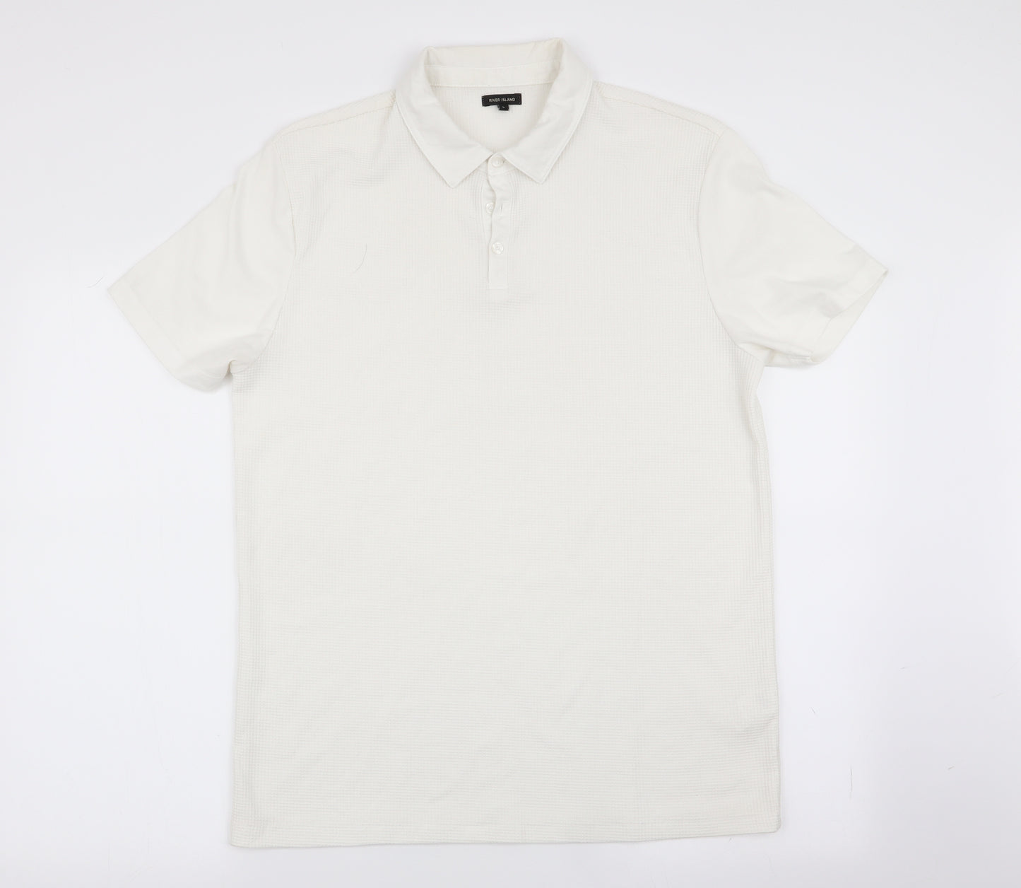 River Island Mens Ivory    Polo Size L