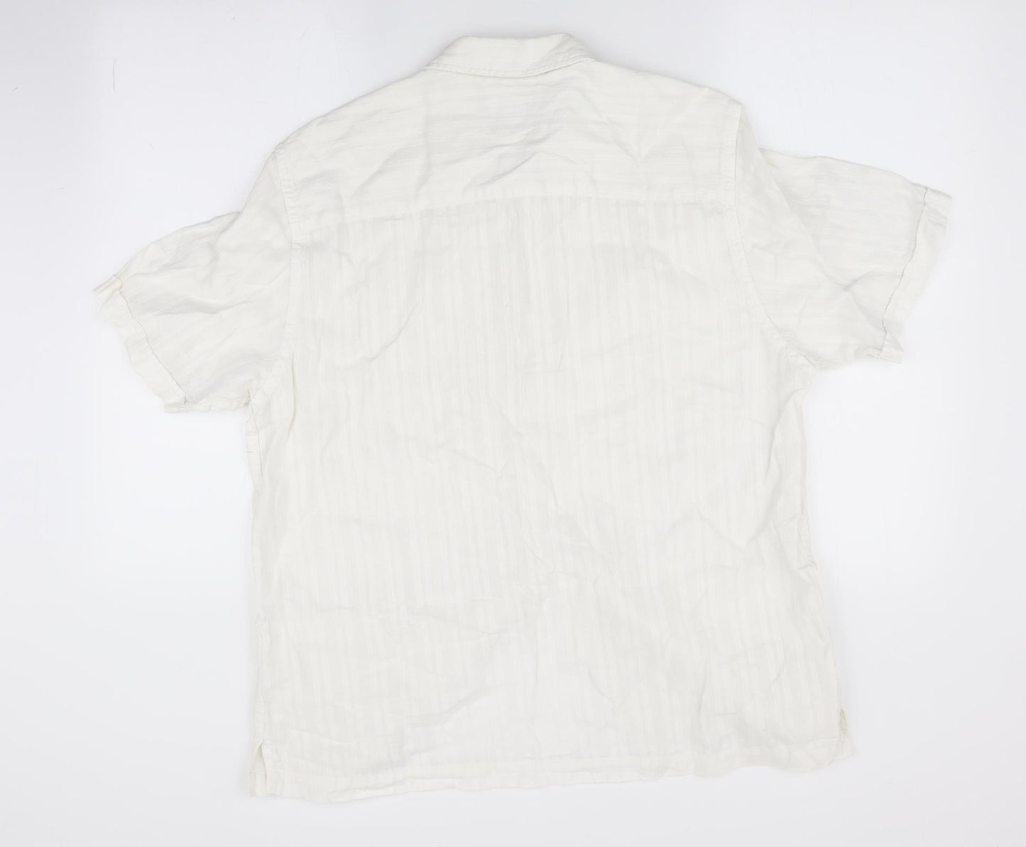 John Lewis Mens Ivory Striped   Button-Up Size XL  - Linen look shirt