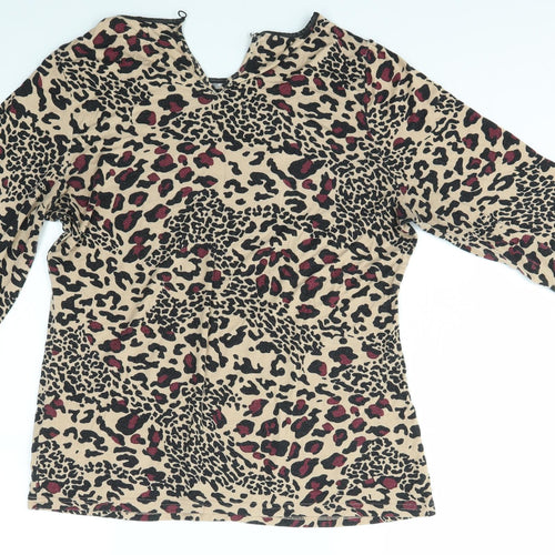 Oasis Womens Multicoloured Animal Print  Basic T-Shirt Size L