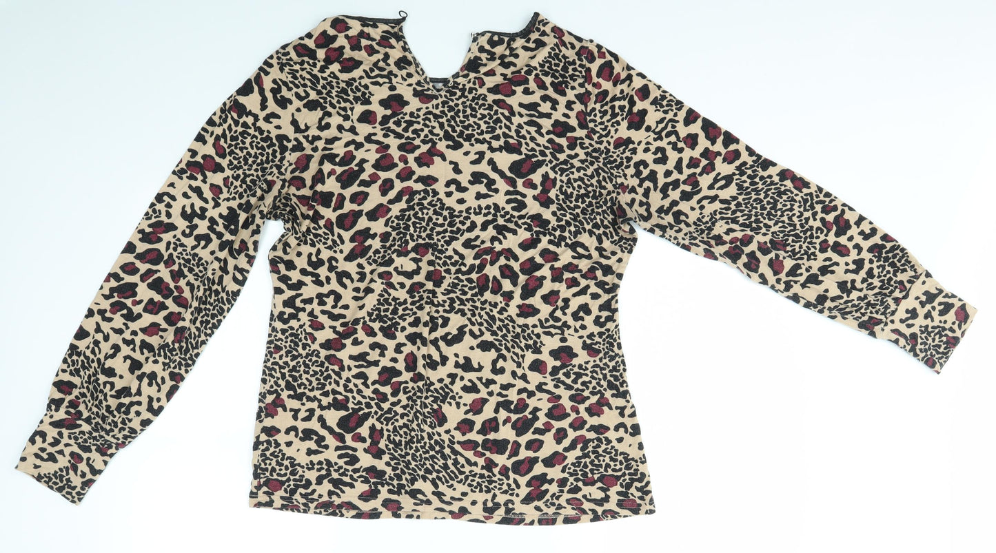 Oasis Womens Multicoloured Animal Print  Basic T-Shirt Size L