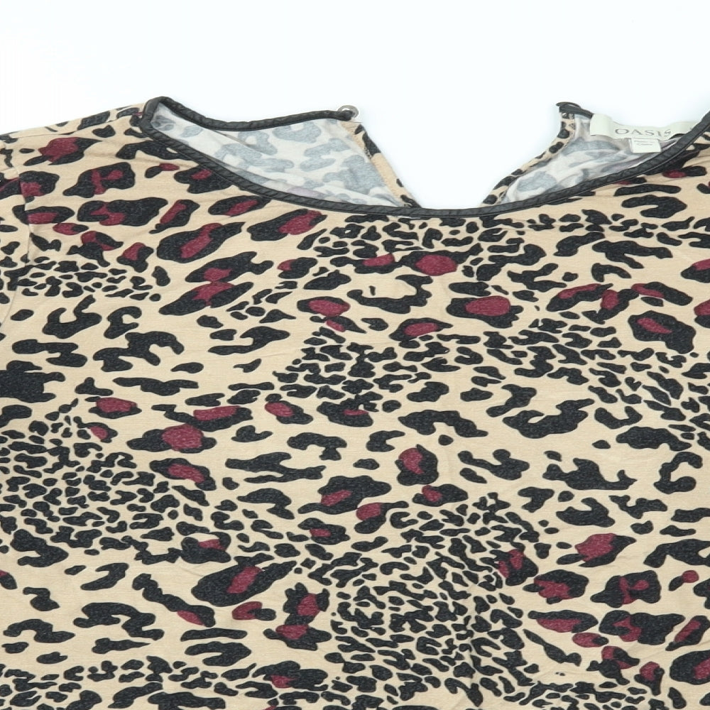 Oasis Womens Multicoloured Animal Print  Basic T-Shirt Size L