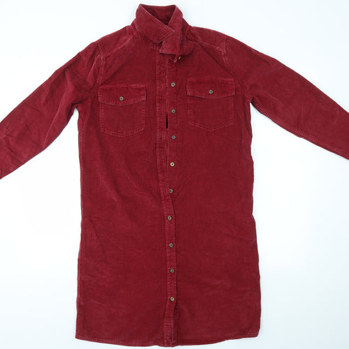 M&S Womens Red   Shirt Dress  Size 10