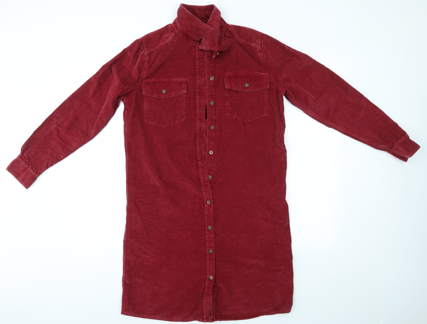 M&S Womens Red   Shirt Dress  Size 10