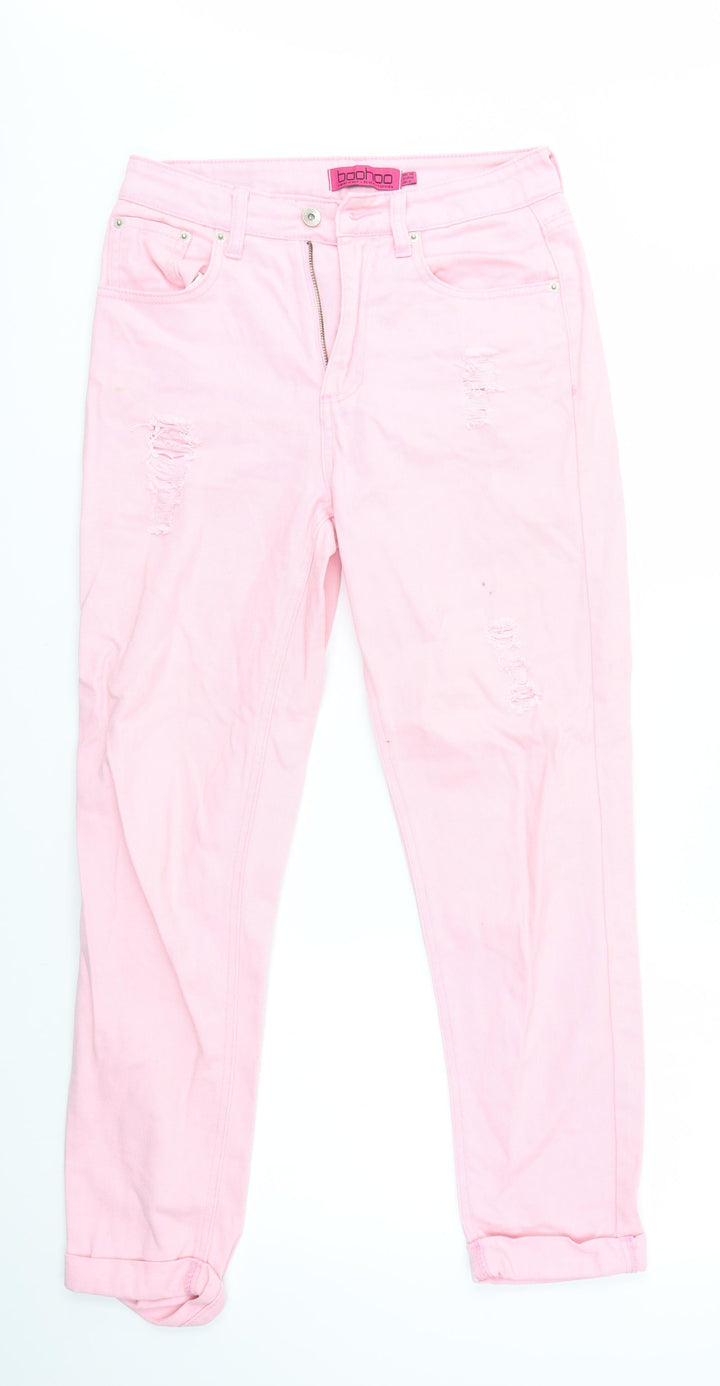 Boohoo Womens Pink Straight Jeans Size 10 L26 in