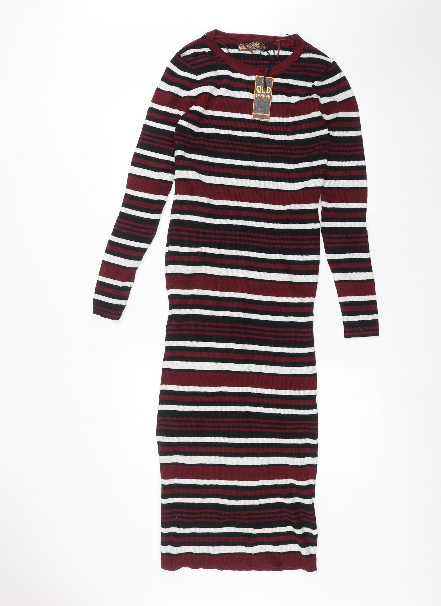 QED London Womens Red Striped  Pencil Dress  Size L