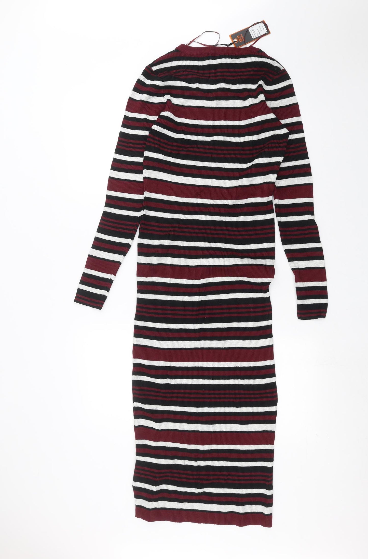QED London Womens Red Striped  Pencil Dress  Size L