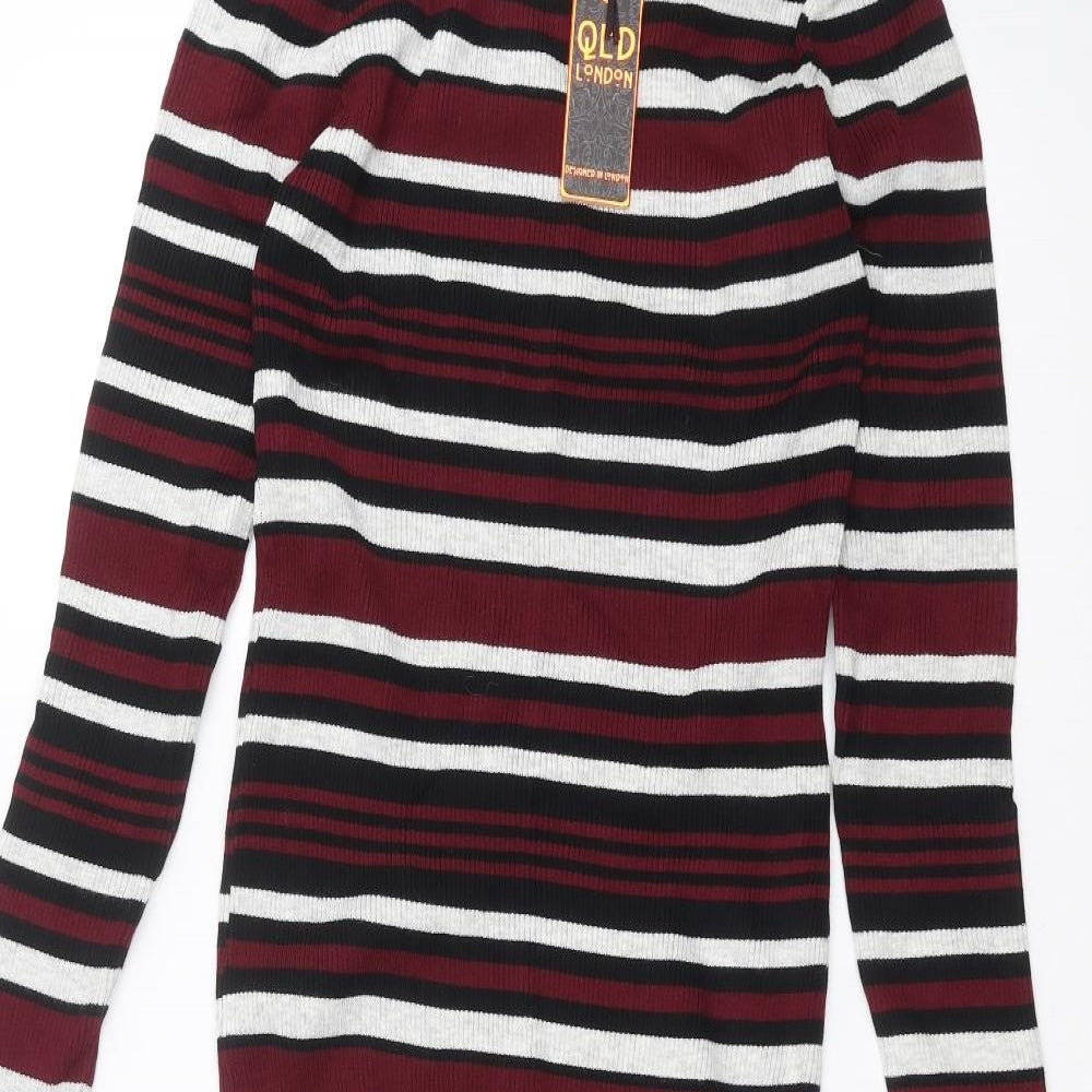 QED London Womens Red Striped  Pencil Dress  Size L