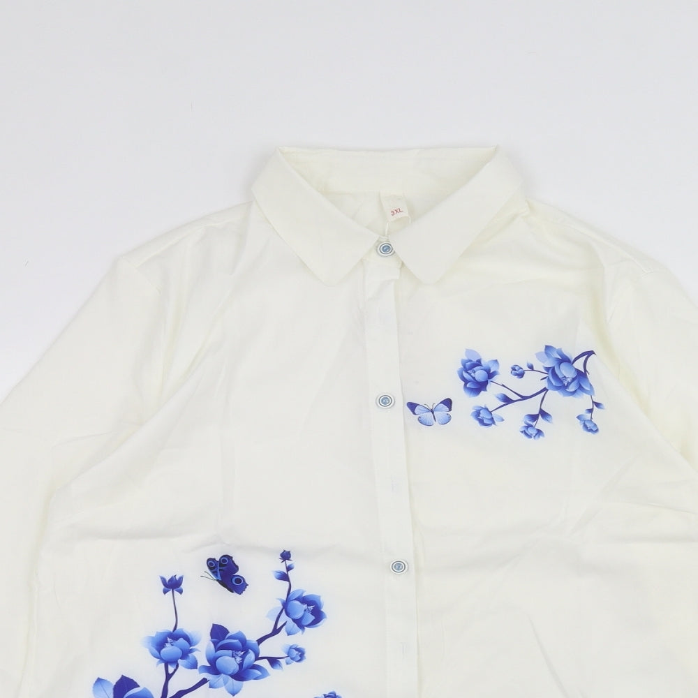 Preworn Womens White   Basic Button-Up Size 3XL
