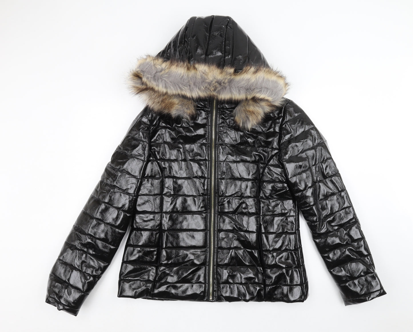 I SAW IT FIRST Womens Black   Parka Coat Size L