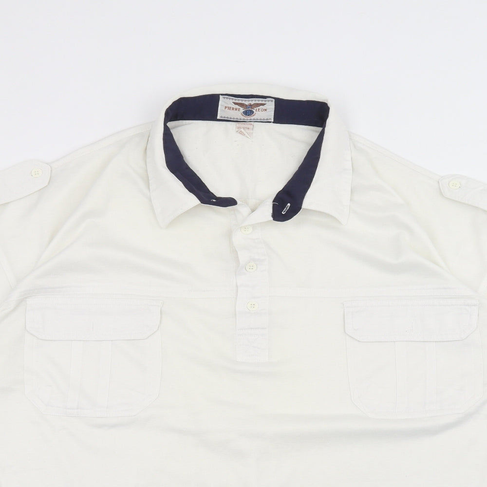Pierre Leon Mens White    Polo Size 2XL