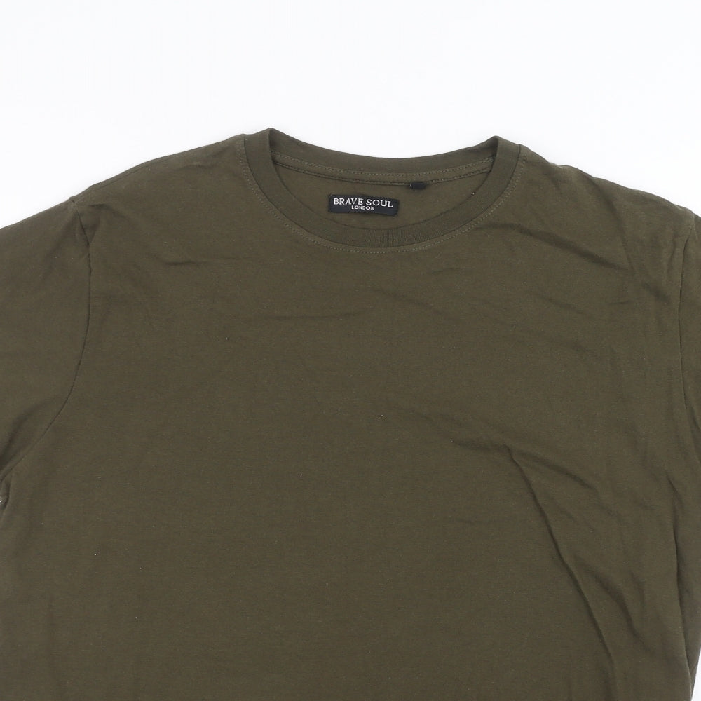 Brave Soul Mens Green    T-Shirt Size M