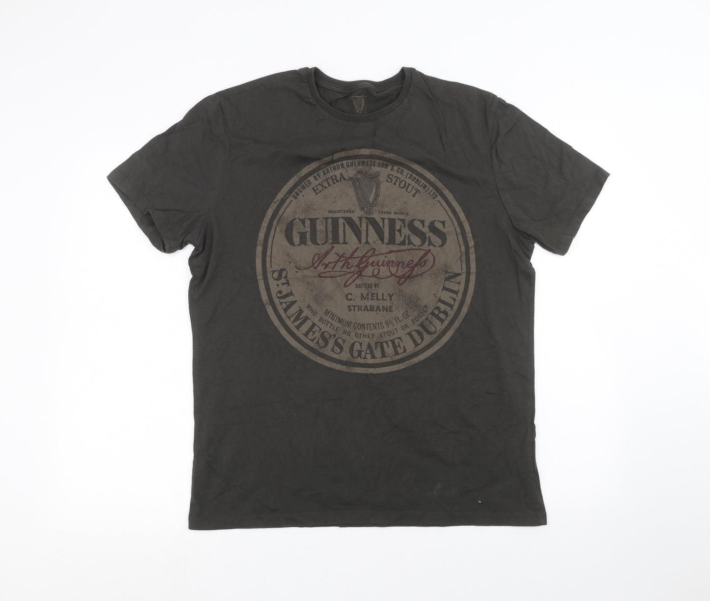 TU Mens Black    T-Shirt Size L  - Guinness