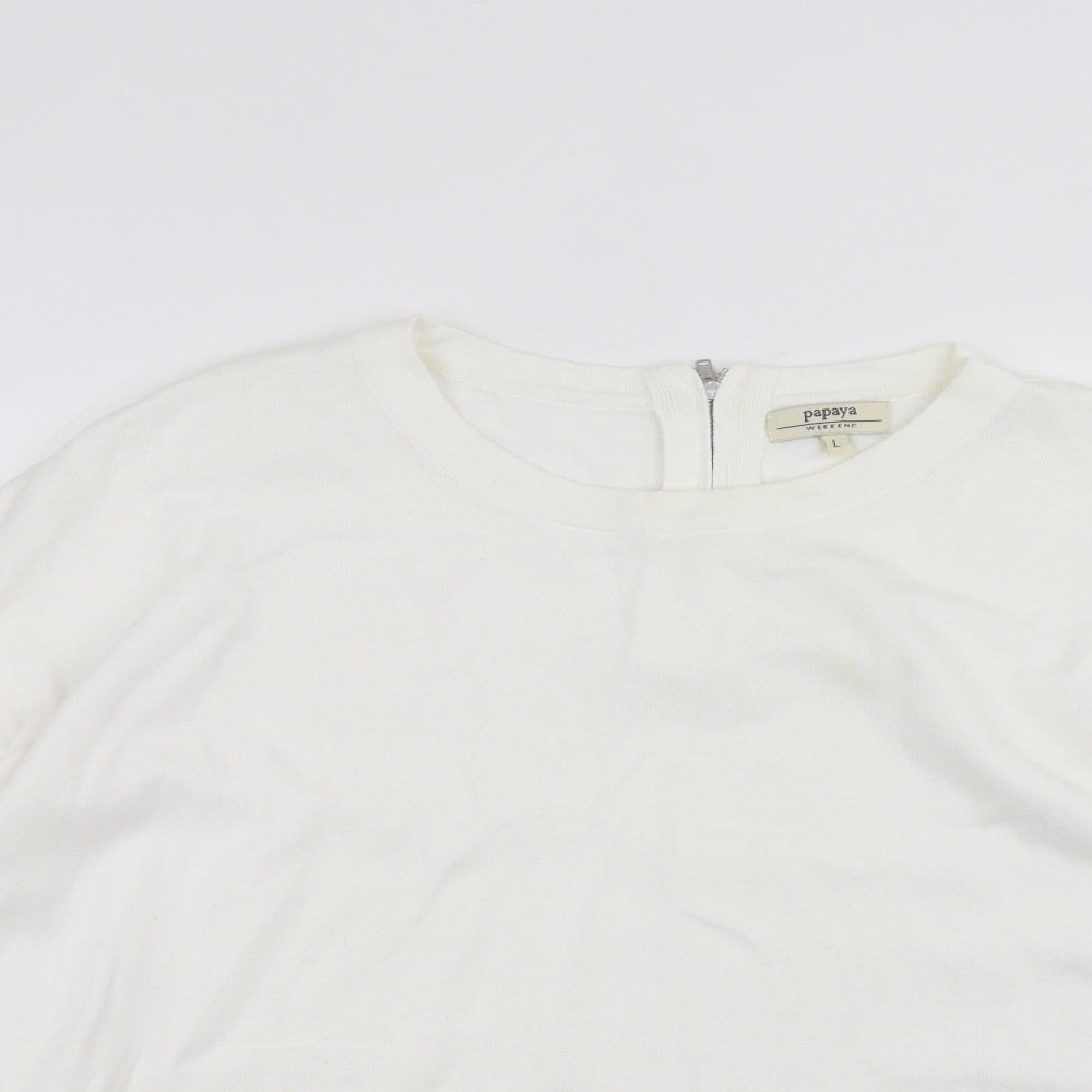Papaya Womens White   Pullover Jumper Size L