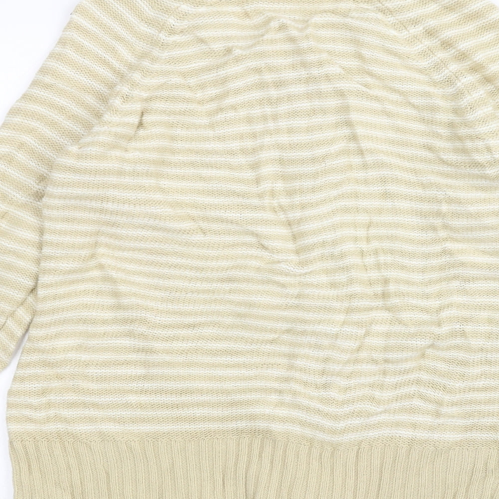 BM Womens Yellow Striped  Cardigan Jumper Size S
