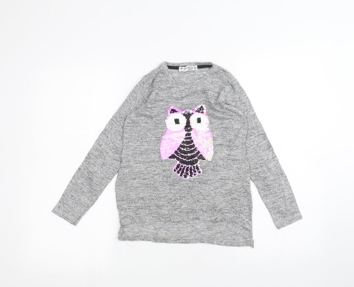 meybiy kids Girls Grey Basic T-Shirt Size 9-10 Years