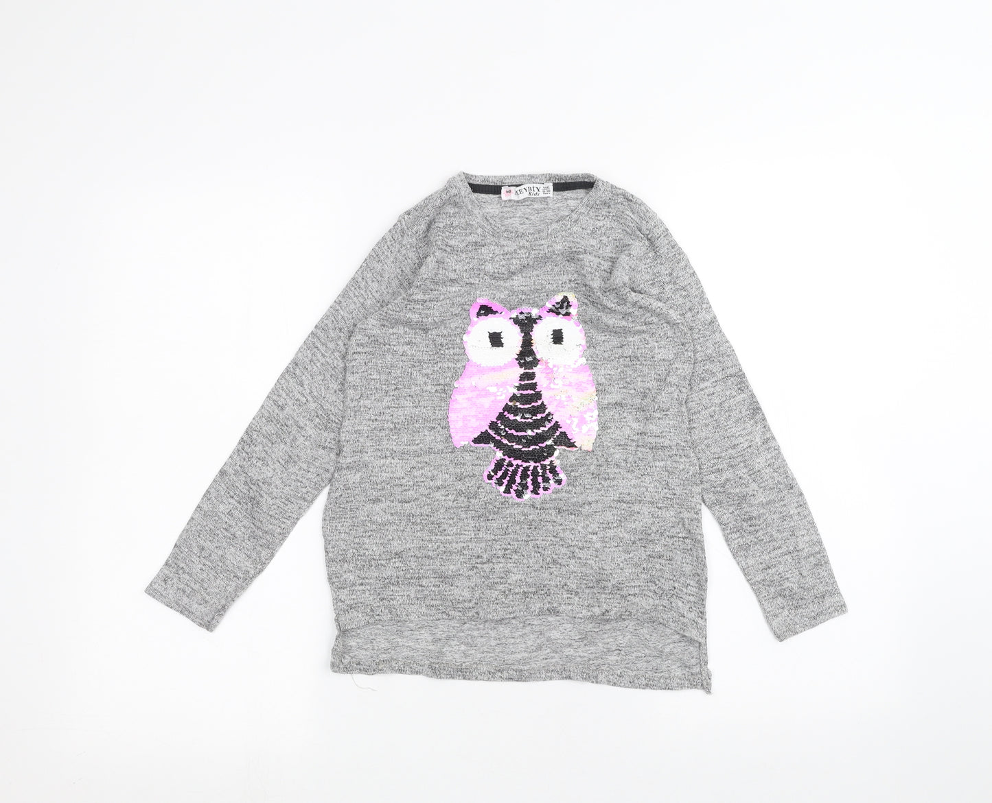 meybiy kids Girls Grey   Basic T-Shirt Size 9-10 Years