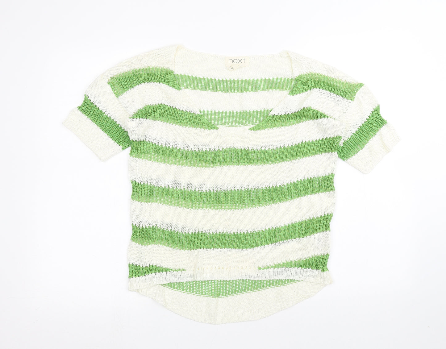 NEXT Womens White Striped  Basic T-Shirt Size 10