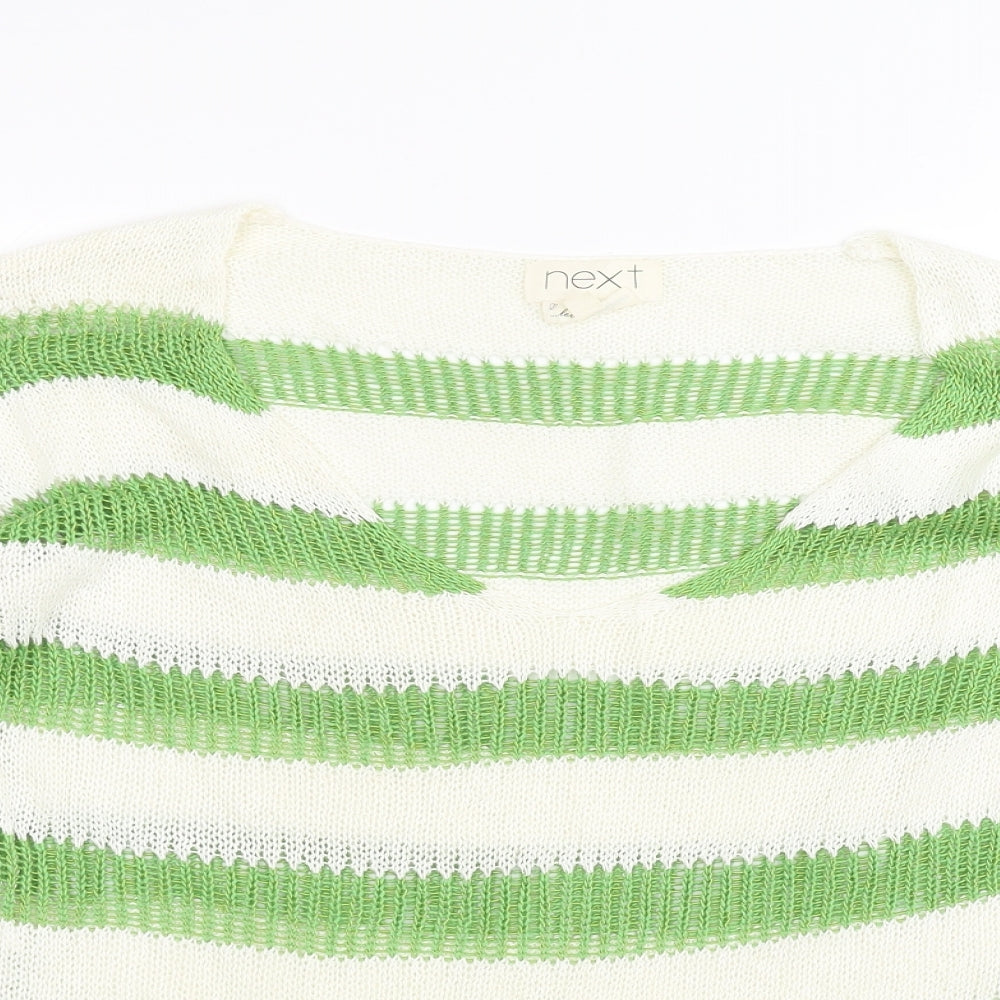 NEXT Womens White Striped  Basic T-Shirt Size 10