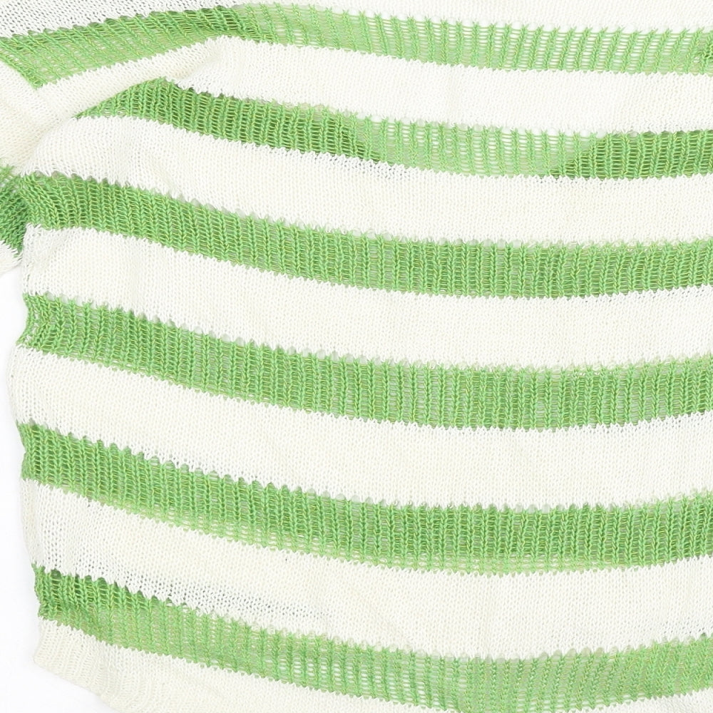 NEXT Womens White Striped  Basic T-Shirt Size 10