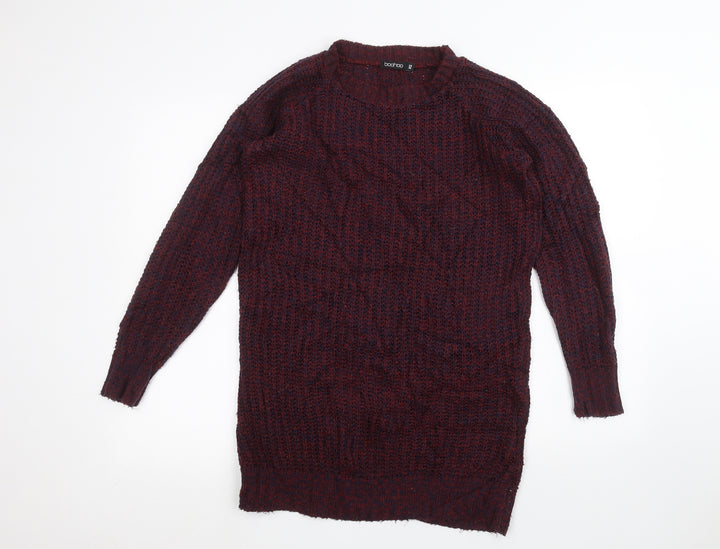 Boohoo Womens Red Pullover Jumper Size XS