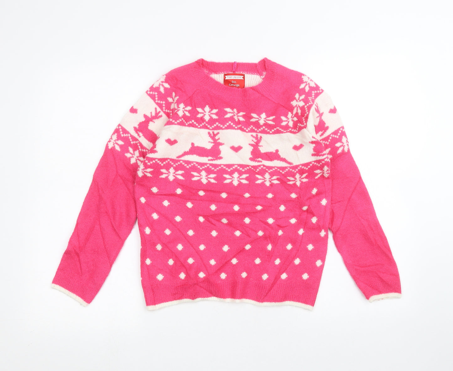 George Girls Pink   Pullover Jumper Size 10-11 Years