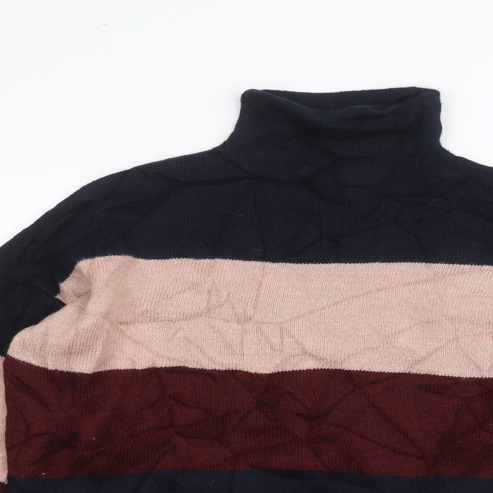 New Look Womens Blue Striped  Basic T-Shirt Size M