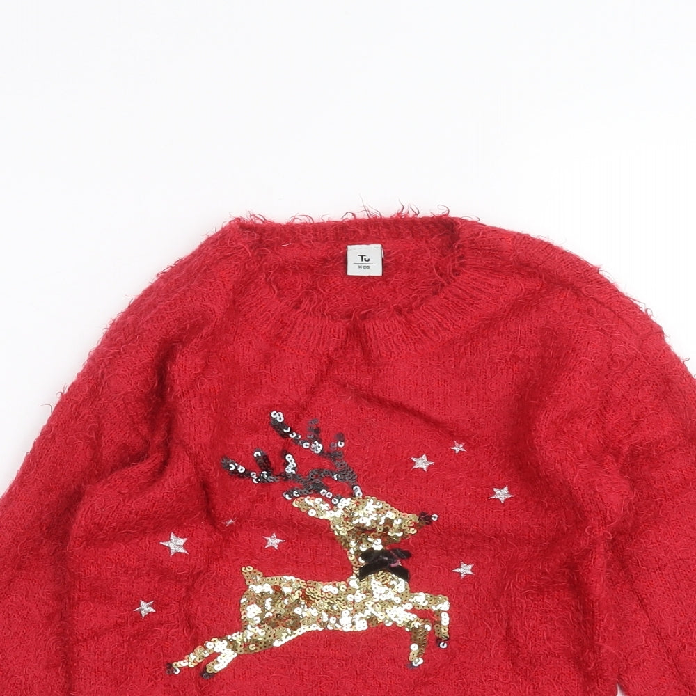 TU Girls Red   Pullover Jumper Size 5 Years