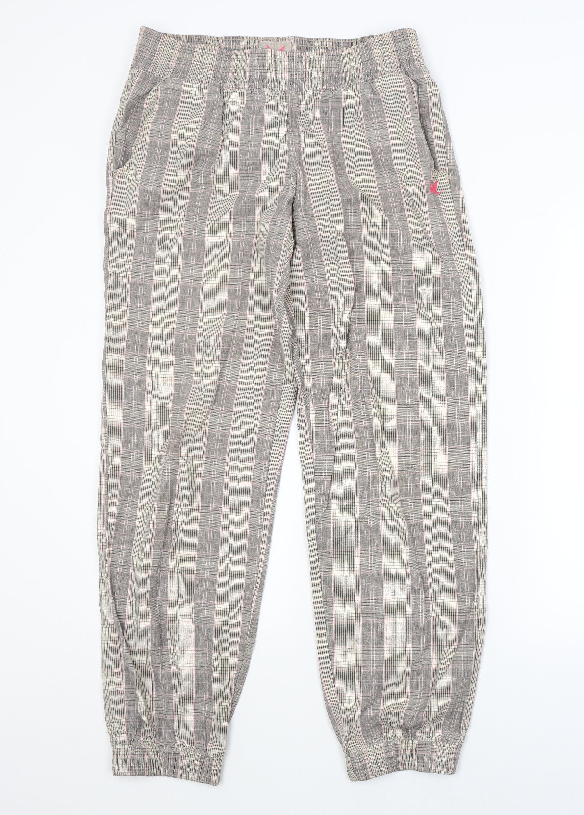 Kari Traa Womens Beige Check  Jogger Trousers  L30 in