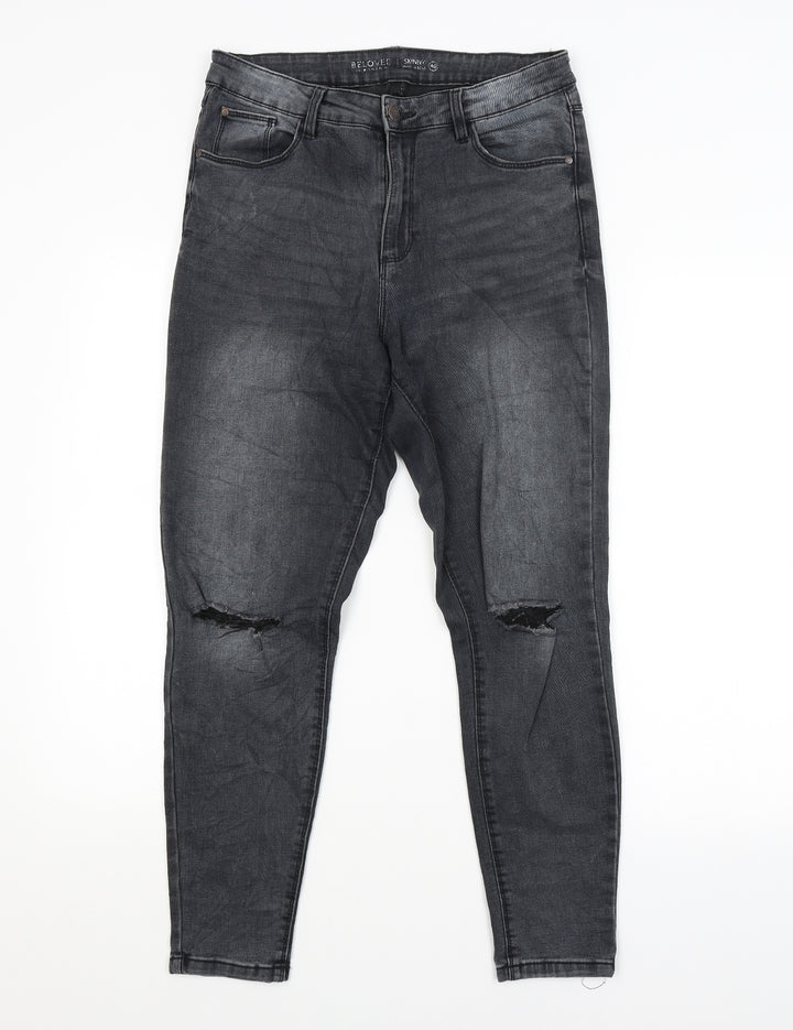 Preworn Womens Grey   Skinny Jeans Size 12 L27 in