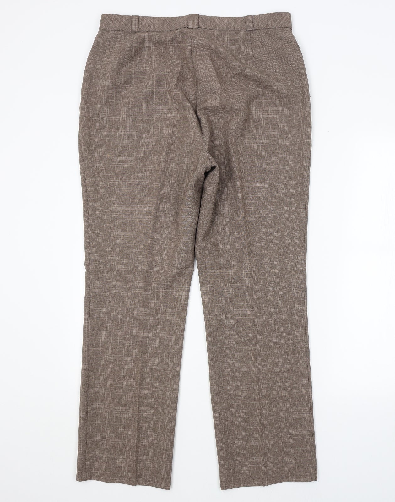M&S Womens Brown Check  Trousers  Size 14 L28 in