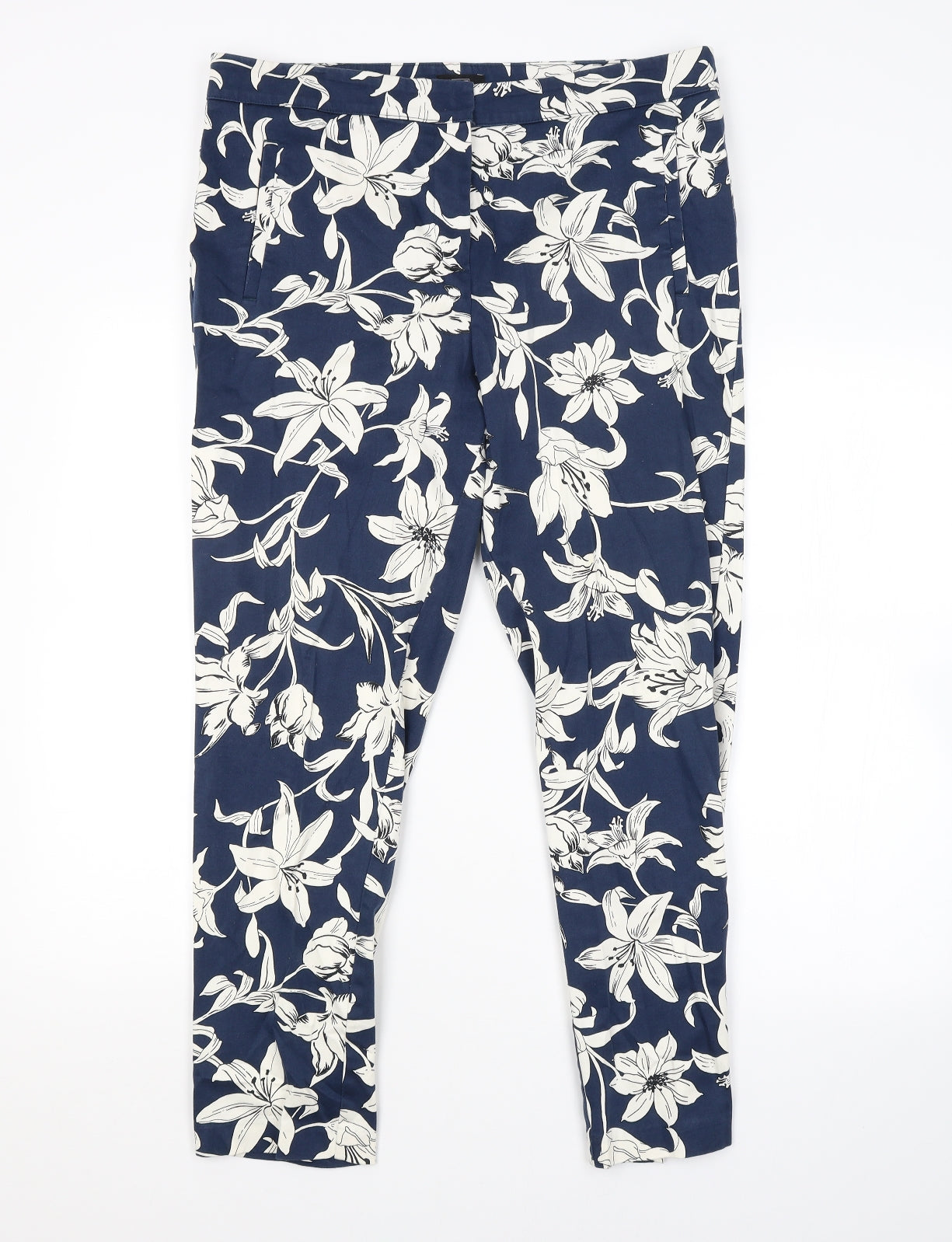 F&F Womens Blue Floral  Trousers  Size 14 L27 in