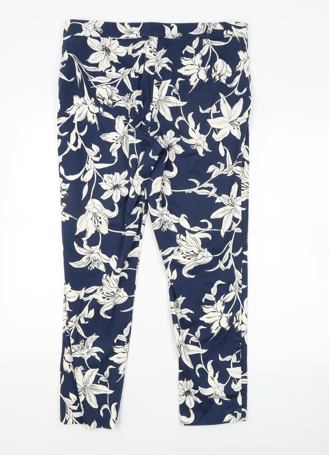 F&F Womens Blue Floral  Trousers  Size 14 L27 in