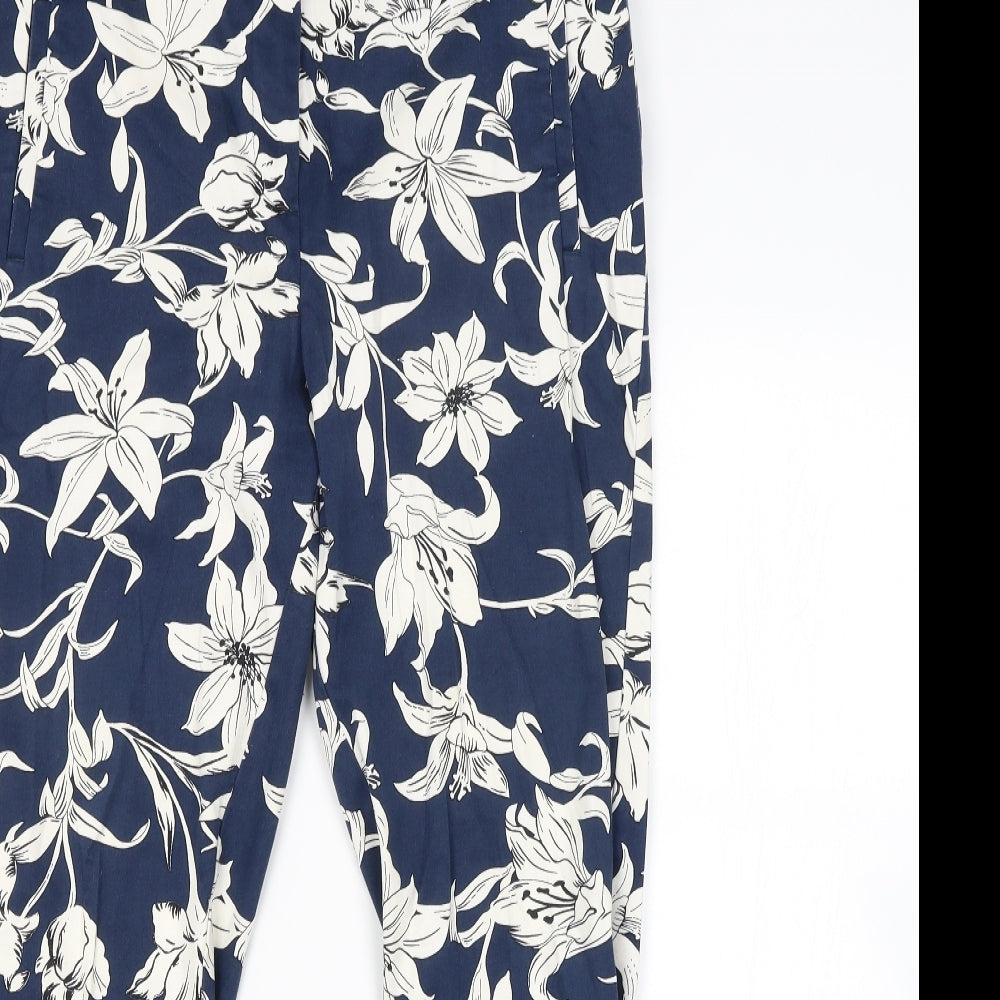 F&F Womens Blue Floral  Trousers  Size 14 L27 in