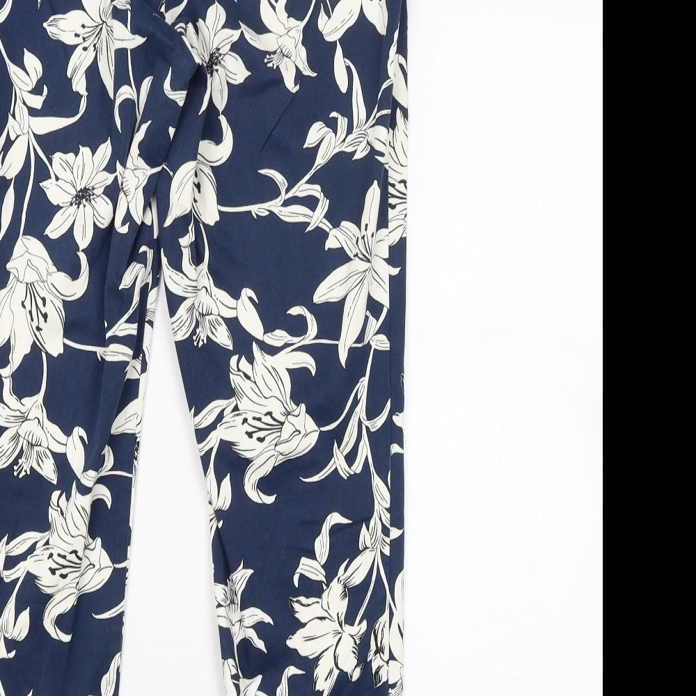 F&F Womens Blue Floral  Trousers  Size 14 L27 in