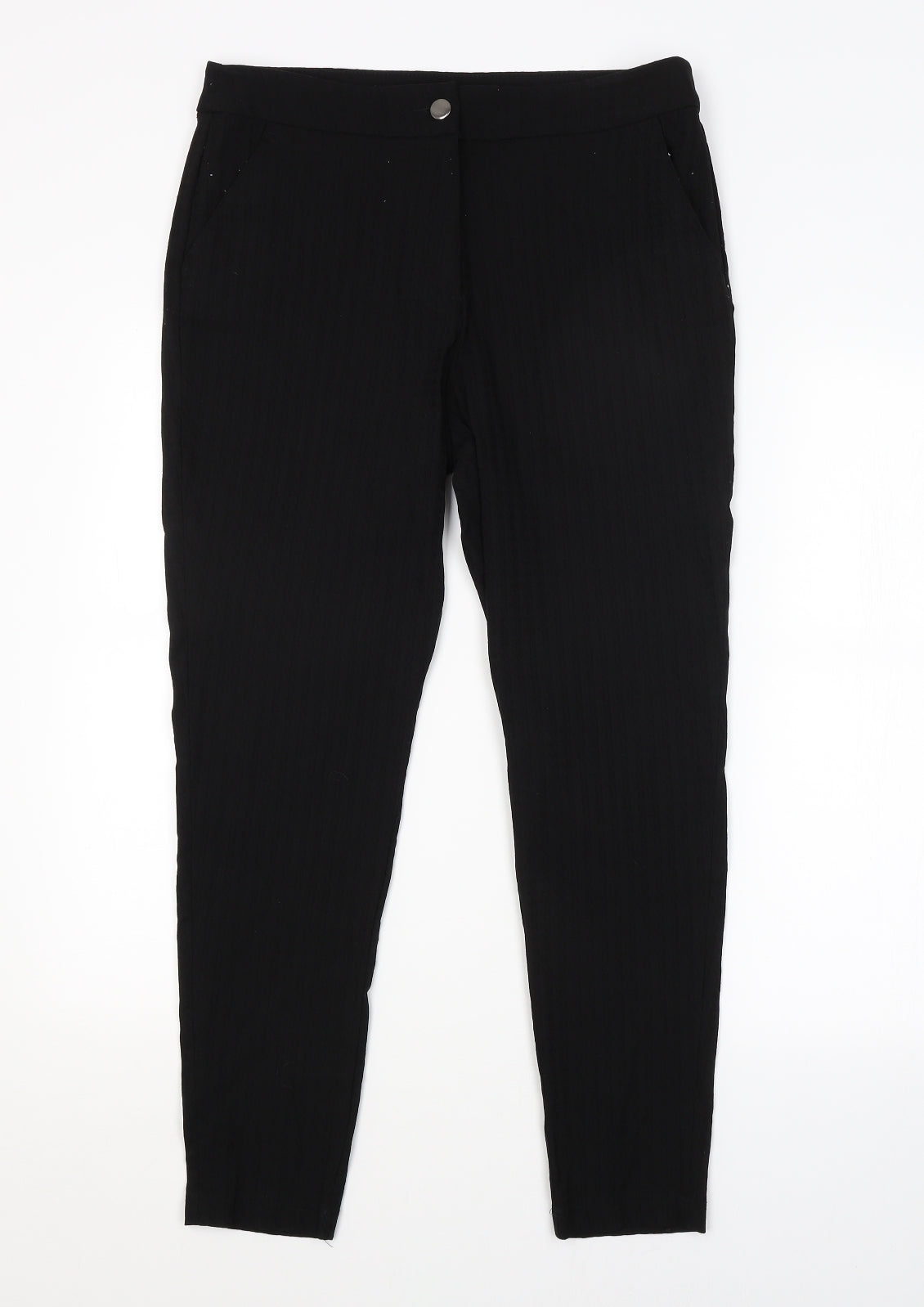 TU Womens Black Striped  Trousers  Size 14 L27 in
