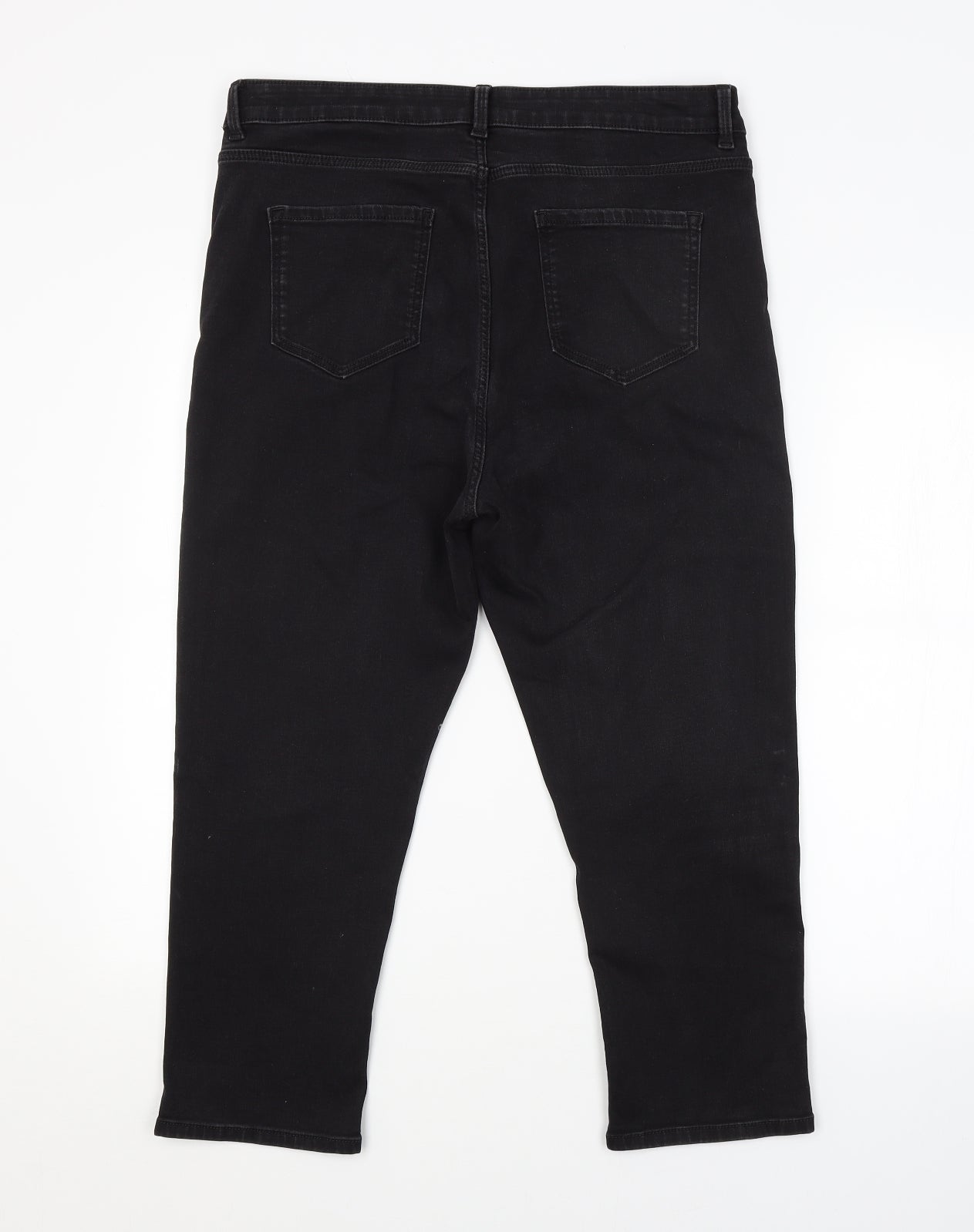M&S Womens Black   Cropped Jeans Size 16 L22 in