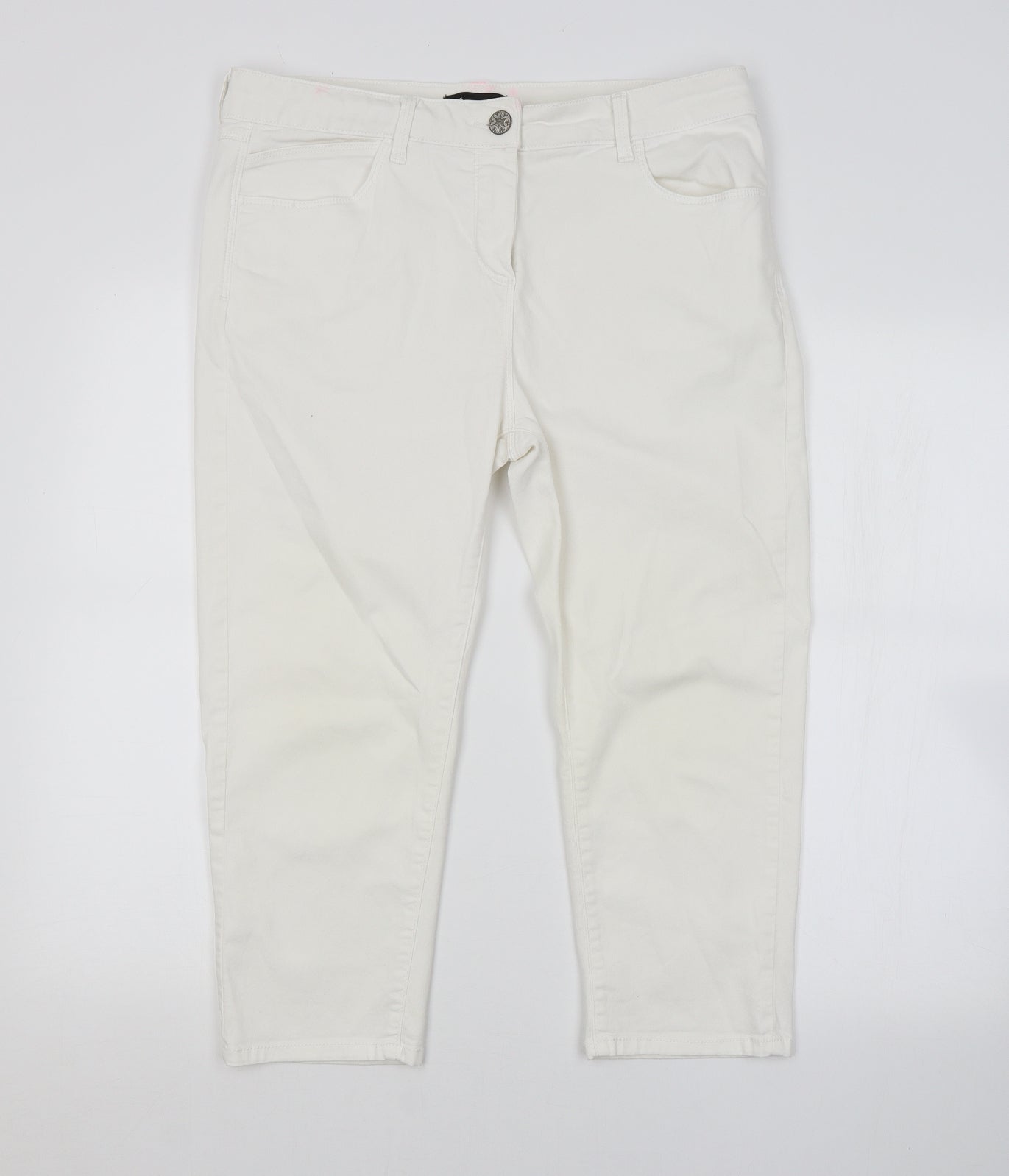 M&S Womens White   Cropped Jeans Size 18 L20 in