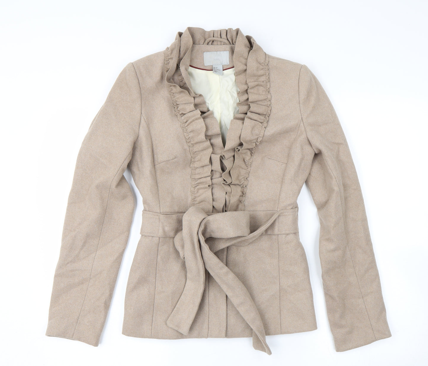 H&M Womens Beige   Overcoat Coatigan Size 6