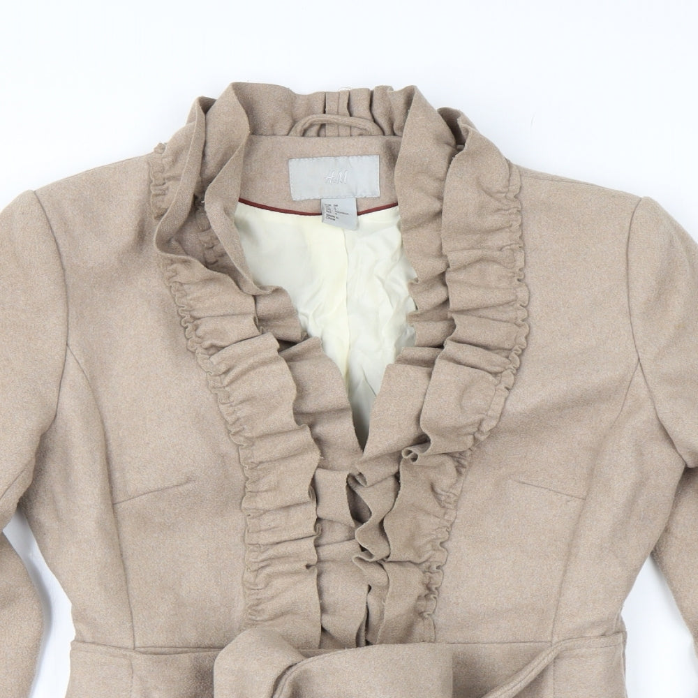 H&M Womens Beige   Overcoat Coatigan Size 6