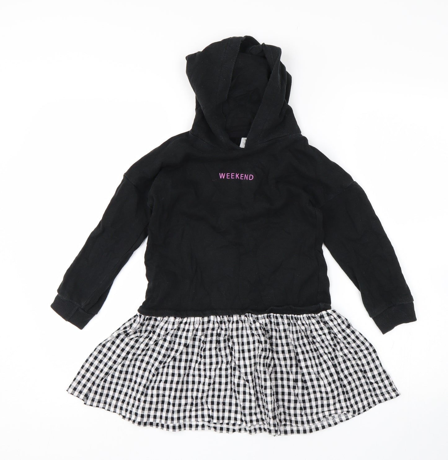 TU Girls Black Check  Jumper Dress  Size 7 Years