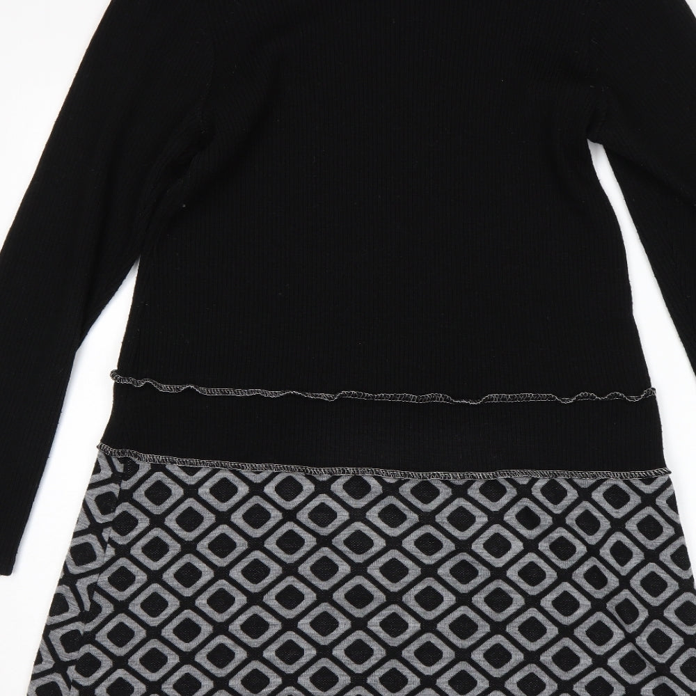 RIU Womens Black Geometric  Jumper Dress  Size 4