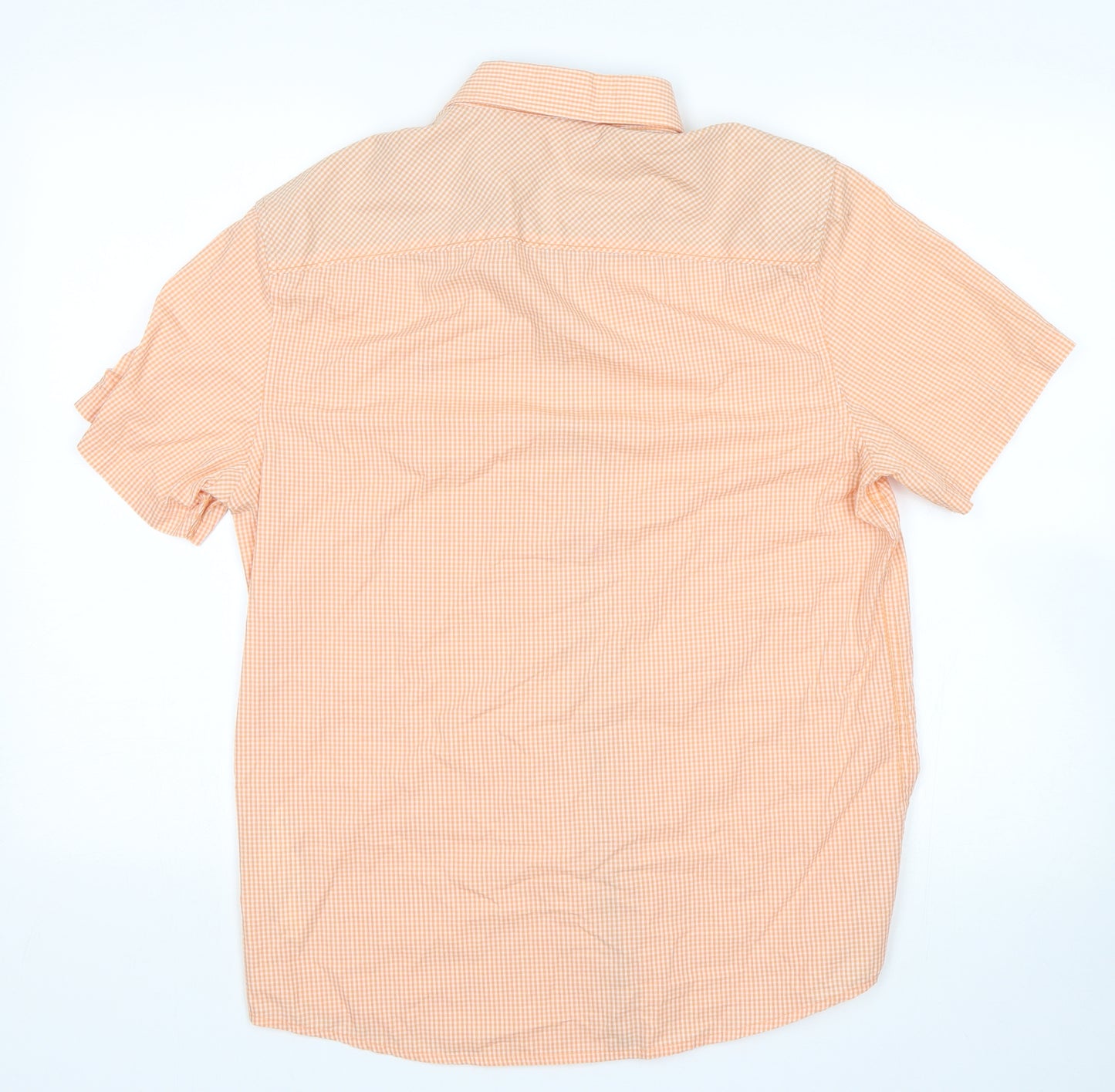 Penguin Mens Orange Check   Button-Up Size M