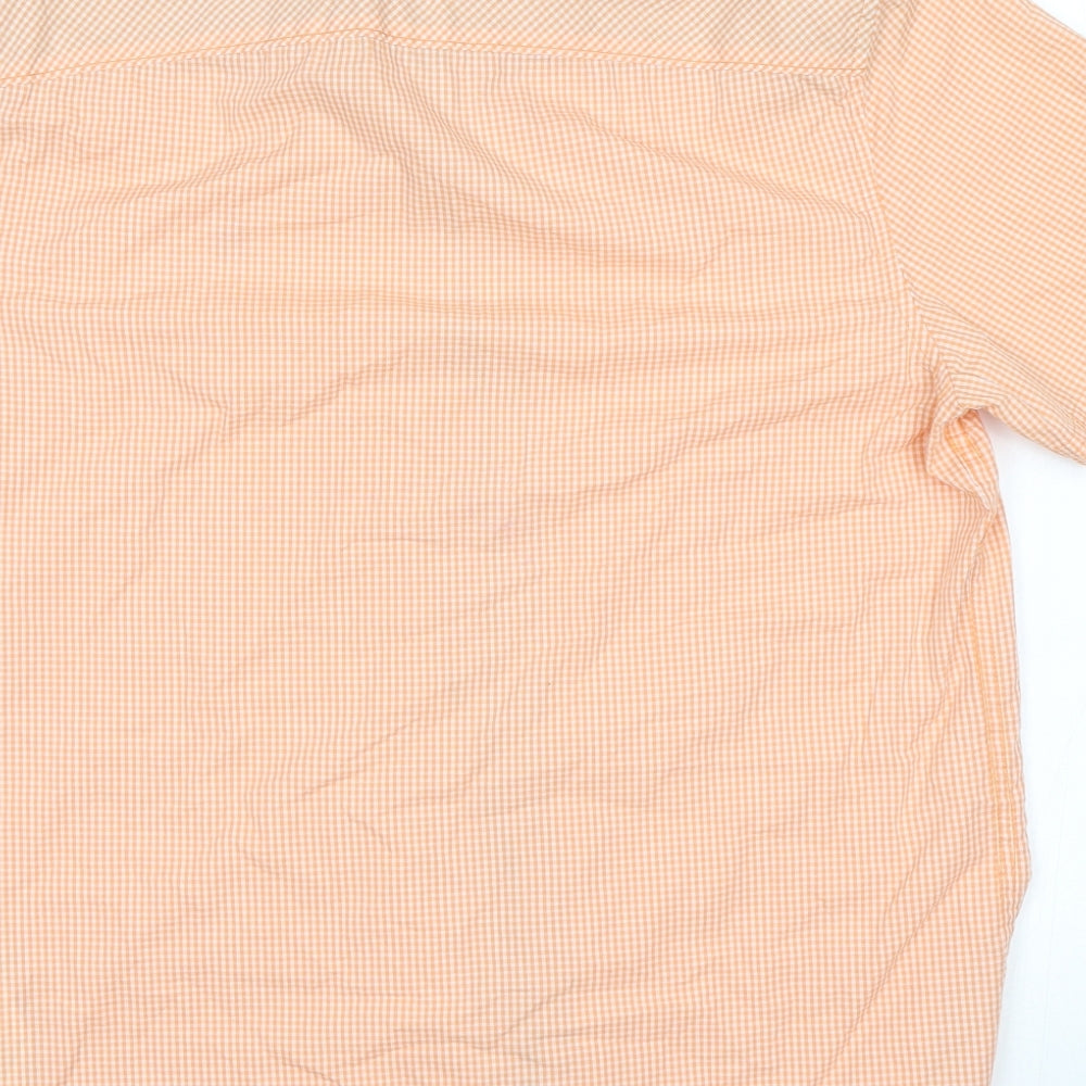 Penguin Mens Orange Check   Button-Up Size M