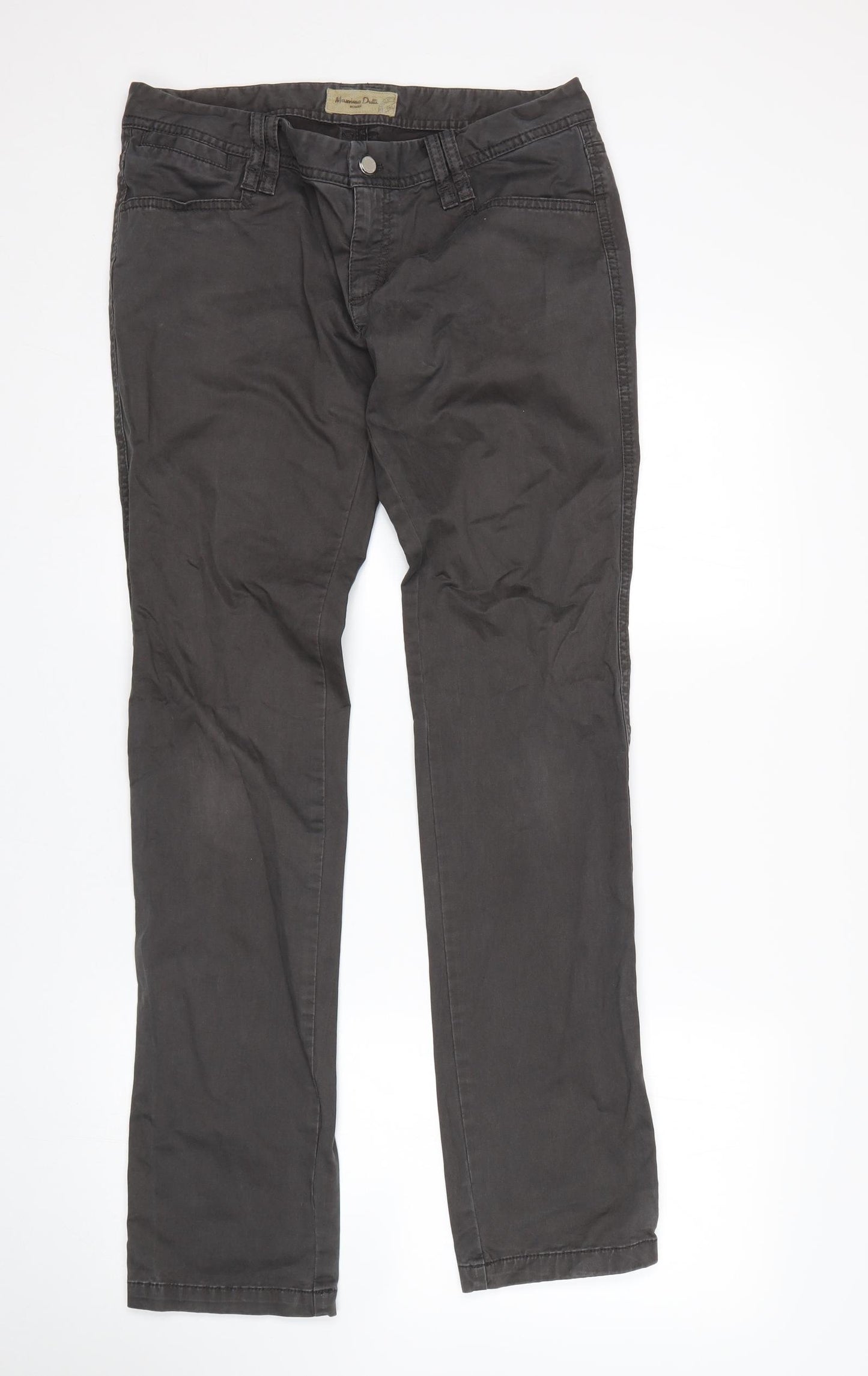 Massimo Dutti Womens Grey   Chino Trousers Size 14 L33 in