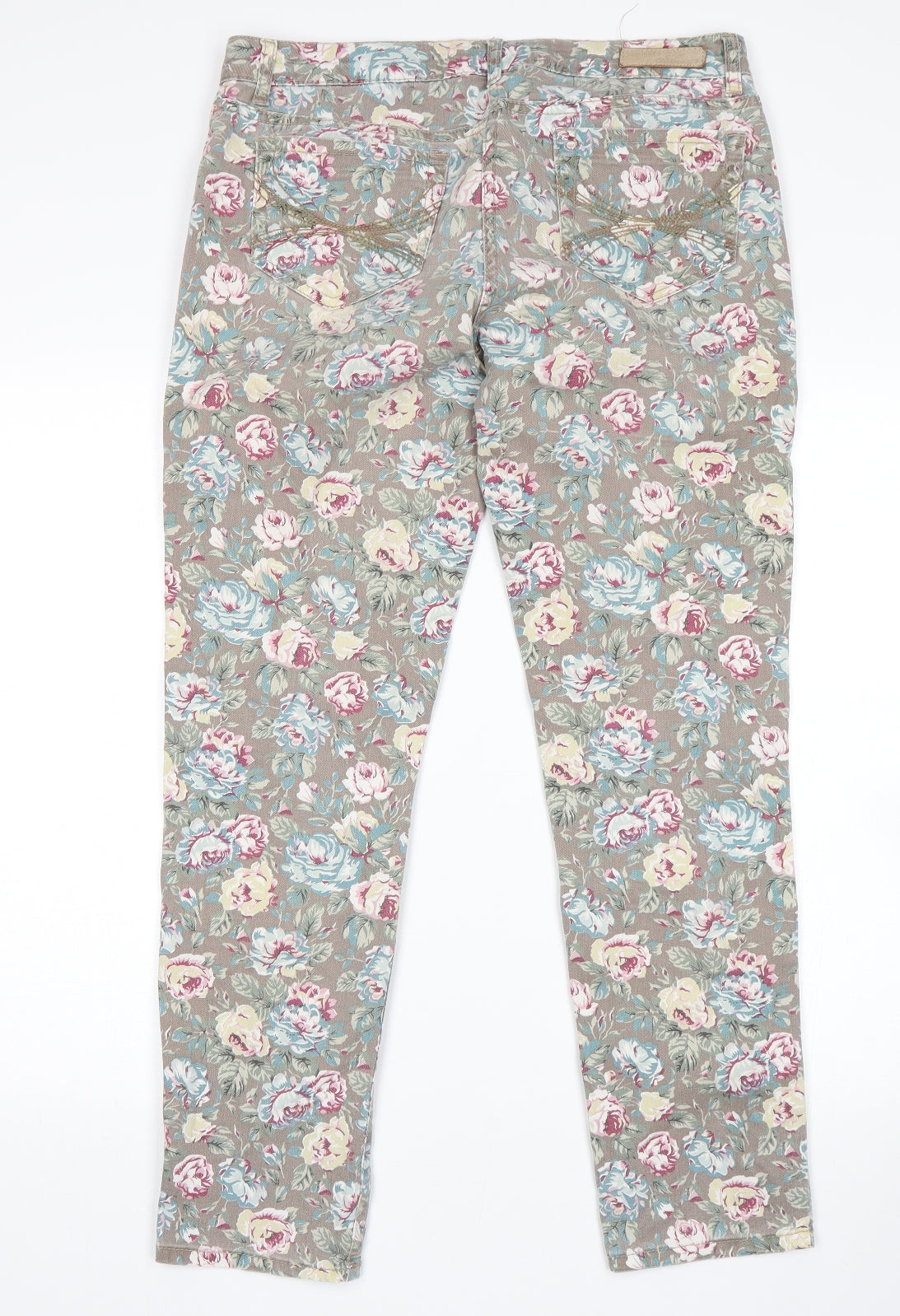 Falmer Womens Multicoloured Floral  Straight Jeans Size 14 L28 in